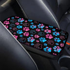 Dreaweet Cute Paw Print Center Console Cover Pad Soft Scratch-Poof Middle Console Covers for SUV Truck Comfort Non Slip Arm Rest for Car Armrest Storage Box Mat