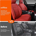 KEYOOG Universal 2-Seater Waterproof Breathable Nappa Leather Car Seat Covers Full Set, Fit for Front Seats, Compatible with Dodge Journey, Toyota Yaris, Honda Pilot HR-V City, Fit Most Sedans SUV Red