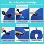 2 Pack Inflatable Travel Neck Pillows for Airplanes, Head Support Velvet Adult Neck Pillows for Long Flight, Kit with Eye Mask, Earplugs and Storage Bag, 2, Navy Blue