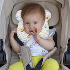 Baby Travel Pillow, Upgrade U-Shape Infant Pillow for Car Seat Pushchair and Stroller, Soft Comfortable Sleep Cushion for Kids Newborn and Toddler -Lion White
