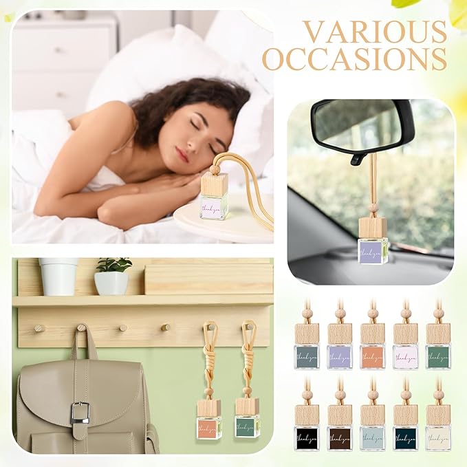 30 Pcs Appreciation Gift Bulk Car Air Freshener Diffuser Hanging Car Empty Glass Oil Diffuser Thank You Gifts for Employee Dietitian Coworker Social Worker Nurse (Thank You)