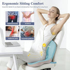 Memory Foam Seat Cushion for Sciatica & Back Pain Relief - Ergonomic Chair Pad with Adjustable Strap & Supportive Comfort Cover, Non-Slip for Car, Truck, Office Chair - Blue