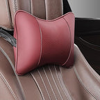 Car Pillow for Car Neck Pillow for Driving Seat Leather Neck Support Soft Cushion Support Head-Rests for Vehicle Sleeping with Elastic Adjustment Strap 2PCS (Neck, Red)