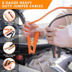 Car Emergency Kit with Portable Air Compressor - Roadside Assistance Emergency Kit with Jumper Cables, First Aid Kit, Auto Tool Set, Winter Safety Kit for Women, Men, Teen (Orange)