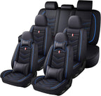 Car Seat Cover 7 Seats for Toyota Highlander 2001-2025, Waterproof Durable Premium Leather Car Seat Protector, Comfortable Anti-Slip Stylish Sport Seat Cover(7 Seats Luxury,Black Blue)