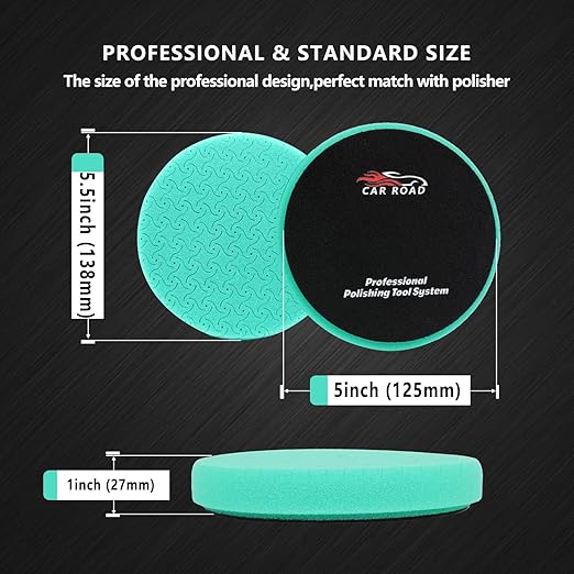 Buffing Polishing Pads 5 Inch, CAR ROAD 7PCs 5.5 Inch Face for 127mm Kit for Car Buffer Polisher Cutting Polishing Pad Kit for Car Buffer Compounding,Polish and Waxing (5 Inch(125mm))