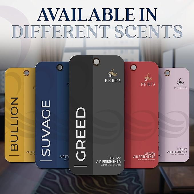Solvère Disposable Card Freshener for Men | Car Scents Air Freshener with Solvère Fragrance | Strong Car Perfume Air Freshener with Odour Eliminating Technology by Perfa