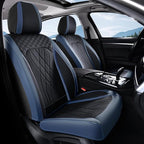 FLORICH Seat Covers Full Set Leather Cars Seat Cover Front and Rear 5 Seats Full Coverage Seat Cushion Protector Waterproof Automotive Interior Cover Universal Fit for Most Cars Trucks SUV, Black&Blue