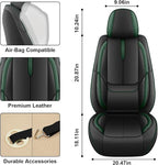 Fit for 98% of Mercedes Benz Car Seat Covers, Premium Nappa Leather Seat Cover, Fully Wrapped Protect Modern Style Seat Cover (2-Seat Standard, Black & Green)