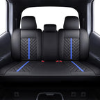 Tomatoman Tacoma Rear Seat Covers 2005-2024 2025 2026 TRD Sport Offroad Limited SR5 V6 Crew Double Extended Cab Truck Back Car Cushions with Waterproof Faux Leather (Rear Seat/Black-Blue)