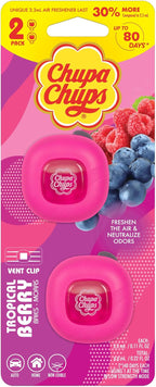 Chupa Chups Car Air Freshener, Tropical Berry - Long Lasting Car Fresheners with Fun Scents, Colorful and Vibrant Air Freshener for Car, Unique Car Freshner Perfume Deodorizer Refresher Fragrance