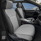 2 Pack Leather Front Seat Covers, Universal Sideless Car Seat Protectors, Waterproof Automotive Seat Cover for Most Cars Trucks SUV(Gray)