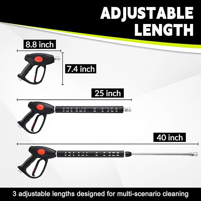 M MINGLE Pressure Washer Hose and Gun Kit, 50 FT Power Washer Hose with 5 Nozzle Tips and M22-14mm Fitting, Replacement for Ryobi, Simpson, Craftsman