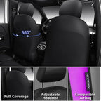 CAR PASS Memory Foam Car Seat Covers,Air Cool Mesh Thick Seat Covers Front Seats,Purple Metal Film Leather Seat Cover for Car,Universal Comfort for Most Car,Truck,Airbag Compatible,Black Purple