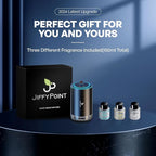 JiffyPiont Smart Car Air Freshener | Car Essential Oil Diffuser with 3 Fragrances (150ML Total) | Auto ON/OFF Car Diffuser | Star Projector | 7-Color Breathing Light | Long Life 450mAh Battery