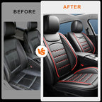 CX-70 Car Seat Covers Fit for Mazda CX-70 2025-2026, Full Coverage Premium Leather Waterproof Breathable Seat Covers, Automotive Seat Protectors, Airbag Compatible(2 Front Seats, Black & Red)