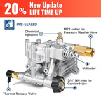 YAMATIC 3/4" Shaft Horizontal Pressure Washer Pump 3200 PSI @ 2.5 GPM Replacement Pump for Power Washer Compatible with Homelite, Troybilt, Simpson, Honda gc190 AR rmv 2.5g30 and More