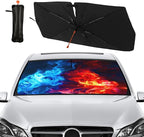 Socira Red Fire Blue Ice Car Windshield Sun Shade Umbrella Foldable Sunshade for Front Window Auto Windshield Sunshade Covers Car Accessories Protect from Sun Rays Heat 57'' X 30''