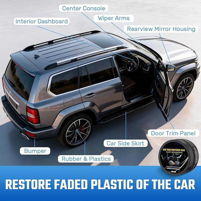 Car Plastic and Trim Restorer – Back to Black Restores Faded Trim, Rubber & Vinyl, Long-Lasting Ceramic Coating & UV Protection, Non-Greasy Formula Black Plastic Restorer for Interior and Exterior