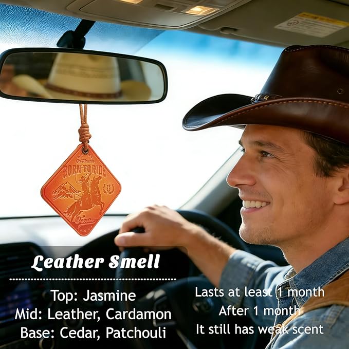 Leather Car Air Freshener Hanging for Cowboy Texas Souvenirs Western Car Accessories Cowboy Gifts for Men Leather Car Scent Western Gifts for Men