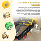 Pressure Washer Adapter with 1/4" Quick Connect and 5 Nozzles, 6" Metal Adapter Replacement Compatible with Ryobi, Dewalt, Husky, Portland, Harbor Freight, Up to 3000 PSI