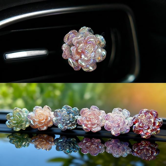 6Pcs Car Air Freshener Cute Colorful Small Flower Air Vent Clips Interior Decoration Charm Accessories for Women Girl
