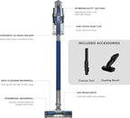 Shark Cordless Vacuum Cleaner with HEPA Filter, Lightweight, Portable, Rechargeable, Powerful Pet Hair Pickup, Removable Handheld, Crevice Tool, Dusting Brush, 50-min Runtime, Blue, IZ363HT