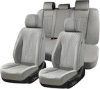 FLORICH Car Seat Covers Full Set Leather Seat Cover for Cars Full Coverage Seat Cover Waterproof Universal Seat Cover for Cars Seats Protector Cushion Universal Fit for Most Cars SUV Trucks, Gray