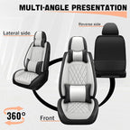 Car Seat Covers Compatible with Toyota Camry 2012-2026 Durable Waterproof Automotive Seat Covers Stretchable, Airbag Compatibility, Premium Nappa Leather(Black White, 2 Pcs Front with Pillow)
