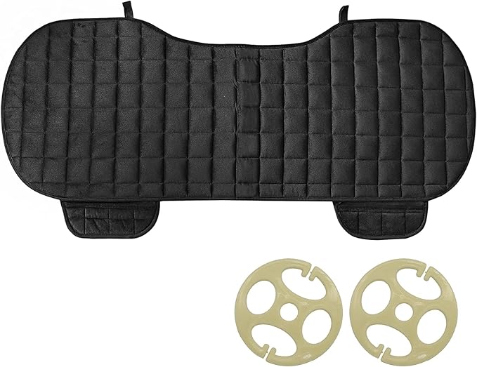 Rear Car Seat Mat,Universal Car Rear Seat Covers with Pockets,Bench Car Seat Cover Non-Slide Winter Pad,Auto Seat Protector Flocking Cloth Covers,Rear Car Seat Cover for Most 5-Seats Vehicle