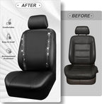 CAR PASS Bling Diamond Car Seat Covers, Shining Rhinestones Waterproof Faux Leather, 7 Seats 3 Rows with Zipper Glitter Crystal Sparkle Strips Universal Fit 95% MPV,SUV,CAR for Women Girl, Black