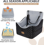 JOEJOY Elevated Dog Car Seat for Small/Medium Dogs up to 35 lbs, Memory Foam Booster Seat with Detachable Washable Cover, Travel-Safe Car Bed with Safety Belts & Storage Pockets, Grey
