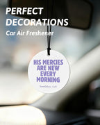 Purple Christian Round Car Air Freshener 4 Pcs, Girly Pouple Bow Floral Religious Hanging Air Freshener for Cars Closet Drawer Books, Cute Preppy Car Accessories Mirror Decor for Women
