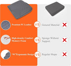 kingphenix Premium Car Seat Cushion, Memory Foam Driver Seat Cushion to Improve Driving View- Coccyx & Lower Back Pain Relief - Seat Cushion for Car, Truck, Office Chair (Leather Dark Gray)