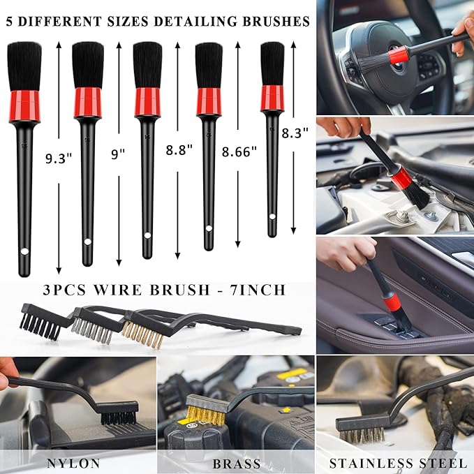 AUTODECO 41Pcs Car Cleaning Wash Kit Interior Detailing Cleaner Kit with High Power Handheld Vacuum, Collapsible Bucket, Windshield Tool, Snow Shovel, Tire Brush, Complete Car Care Tools, Blue