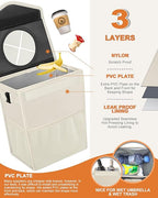 Car Trash Can with Lid, Cute Leakproof Car Trash Garbage Bag Hanging Vehicle Trash Bin Small Portable Automotive Garbage Cans Organizer for Back/Front Seat(4 Gallons,Beige)