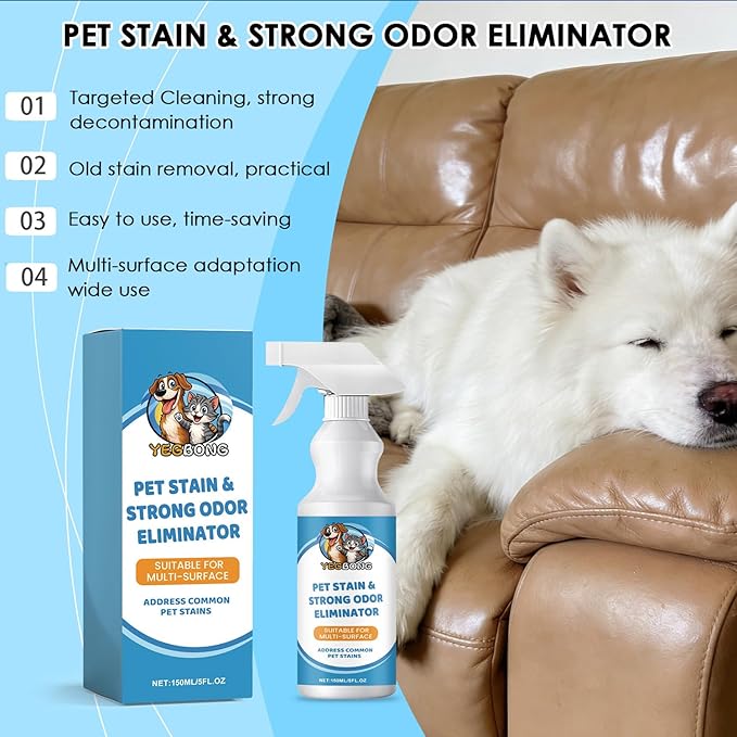 Pet Stain & Strong Odor Eliminator, Dog & Cat Pee Urine Destroyer for Carpet, Upholstery - Cleaner Spray for Pet Stain Remover, Urine, Poop, Pee, Deodorizer, Air Freshener in Home & Car - 5oz