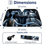 GENANY Nightmare Skellington Family Horror Windshield Sun Shade for Car SUV Truck (55x30 inches), Sun Shade Windshield, Protector Blocks UV, Car Decor