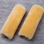 OGLAND 2 Pack Car Seat Belt Cover Cushion, Fluffy Soft Sheepskin Auto Should Seat Belt Pads, Neck Protector for Women Adults Baby Kids Pet (Golden Yellow)