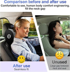 LIQUN Memory Foam Car Neck Pillow, Neck Support Pillow, Neck Support Pad Pain Relief, Adjustable Belt and Breathable Detachable, Suitable for Most Car Pillows Grey