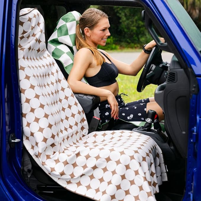 Sprints Athletic Running Towel, Full-Sized, Car Seat Cover - Performance Microfiber (Kaleidoscope Cream)