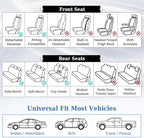 Coverado Car Seat Covers Full Set, Front and Back Seat Covers for Cars, Luxury Faux Leather Waterproof Seat Covers, Black Car Seat Covers, Car Seat Protector Accessories Universal Fit Most Vehicles