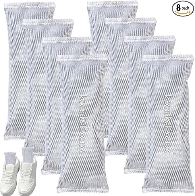 8Pack Natural Activated Charcoal Shoe Odor Absorber; Shoe Deodorizer Bags; Home or Car Odor Eliminator; Car Air Freshener;Air Purifying Bag for Home,Car,Closet,Basement,Pets