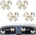 4 Pcs Bling Diamond Crystal Bow Vent Clips Car Interior Air Fresheners Automotive Rhinestone Decoration Adapt for Women and Girl (White)