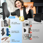 Teemour High Back Support Pillow for Office Chair, Fully Support Back Cushion - Memory Foam Lumbar Support Pillow for Offfice Chair, Desk, Gaming Chair, Promotes Posture Pain Relief Adjustable Straps