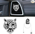 Bling Leopard Air Vent Clips, Crystal Leopard Car Air Fresheners Vent Clips Car Diffuser Vent Clip Rhinestone Decoration Interior Decor Bling Accessories for Women (Silver)