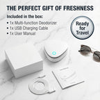 Portable Odor Remover Machine, Odor Remover Machine for Smoke Smell, Rechargeable 1800mAh Mini Deodorizing Machine for Car, Closet, Refrigerator, Shoe Cabinet, Office & Small Spaces (White)