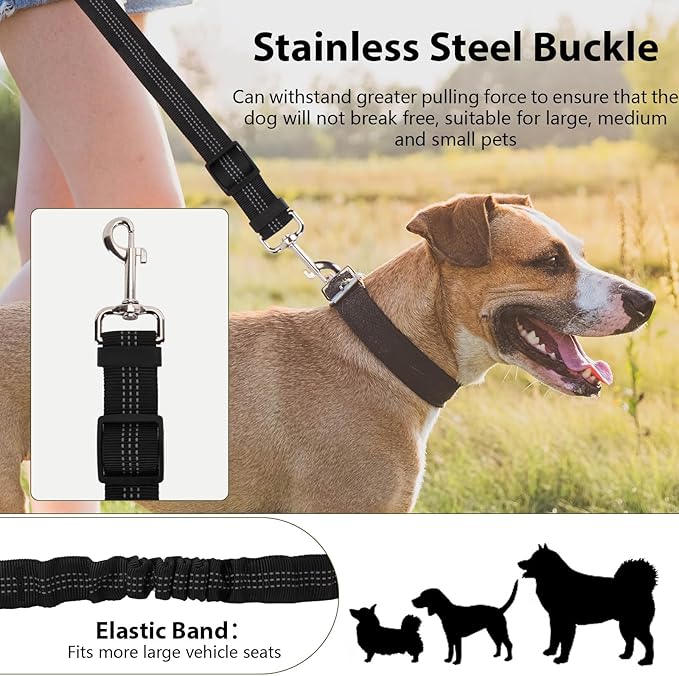 2 Pack Dog Seat Belt Tether for Golf Cart, Pet Dog Seat Belt Harness for Car, Adjustable Golf Dog Collar Leash for Golf Cart Pet Safety Protection to Prevent Accidental Injury