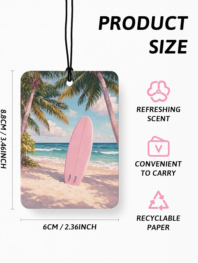 Pastel Summer Beach Air Freshener 4 Pcs, Nautical Ocean Oyster Seaside Hanging Air Freshener for Cars Closet Drawer Books, Girly Beachy Car Accessories Mirror Decor for Women