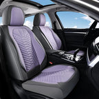 Coverado Seat Covers Full Set, Waterproof Nappa Leather Seat Covers for Cars, 5 Seats Universal Car Seat Protectors, Gray and Purple Car Seat Covers Car Seat Cushions Fit for Most Cars (Gray&Purple)